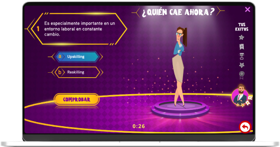Imagen de un portatil en el que se puede ver uno de nuestros cursos de gamificación